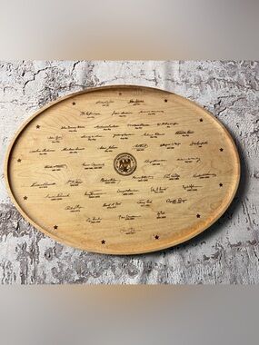 U.S. Presidents listed on Wood Platter